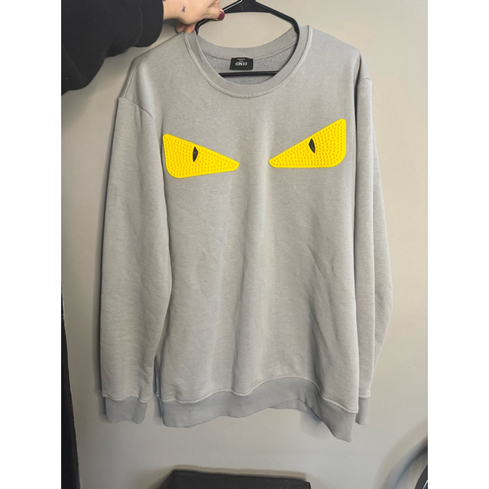 Fendi Sweatshirt Size L Gray with Yellow Rubber bug eyes